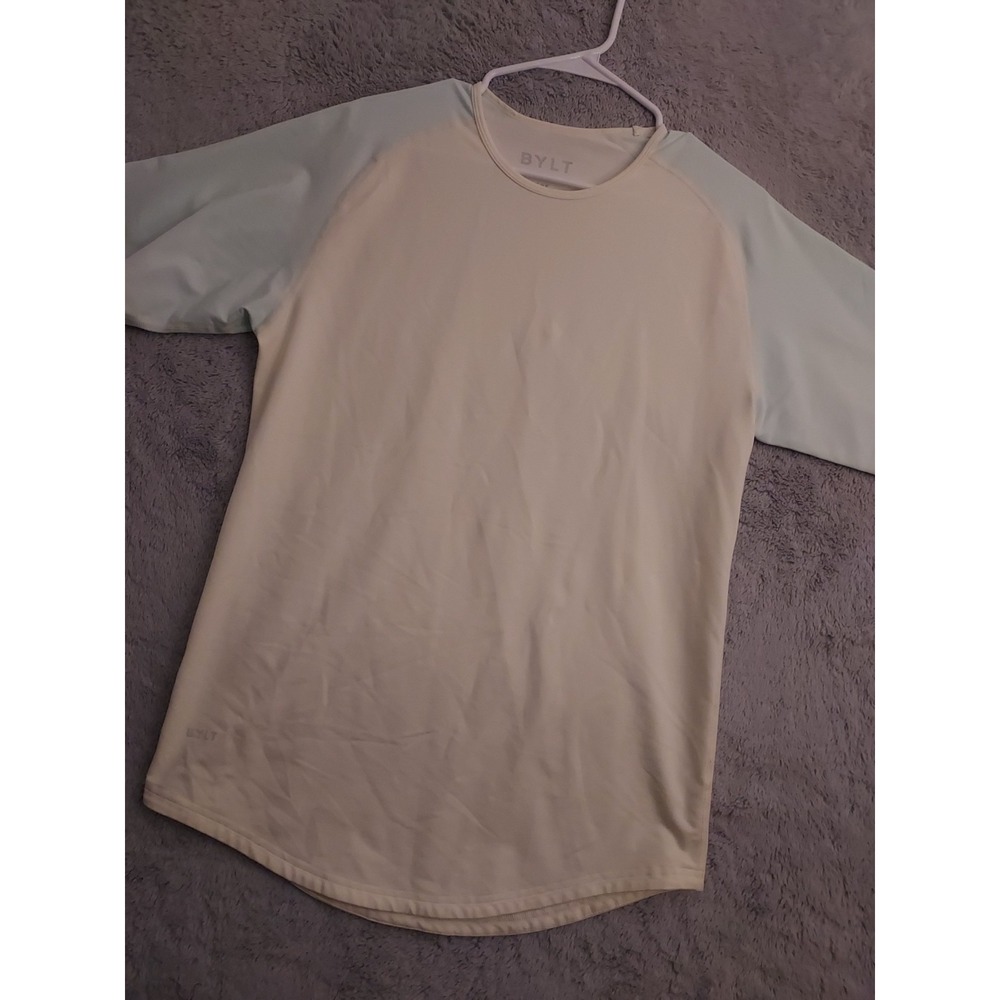 Bylt Shirt Mens Medium Drop Cut Lux Beige Blue Colorblock Athleisure Active M‎